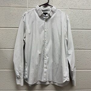 Jasper Conran‎ Men’s Button Down Shirt Large Blue White Pinstripe Classic